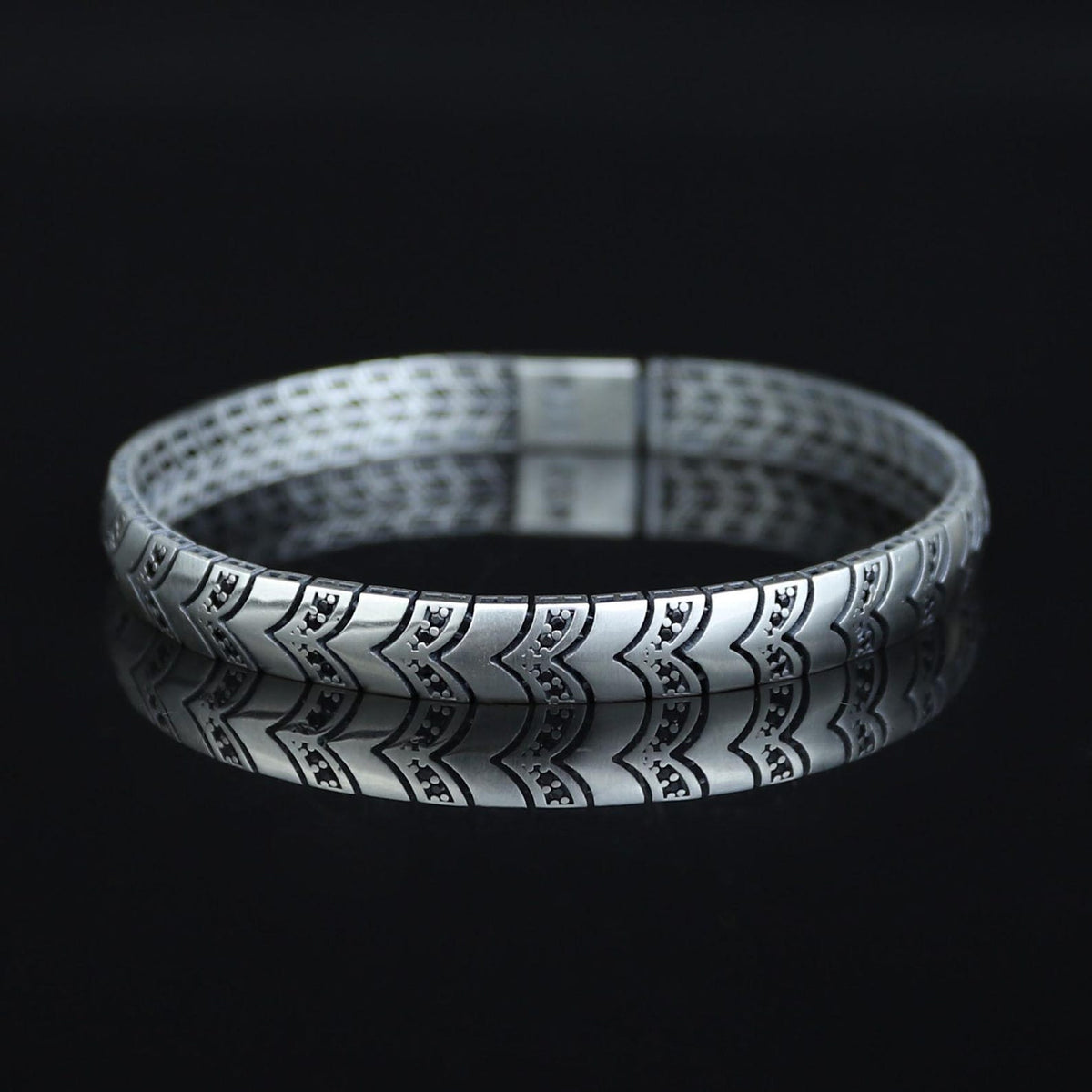Men's 925 Sterling Silver 8MM Black Diamond Link Chain Bracelet