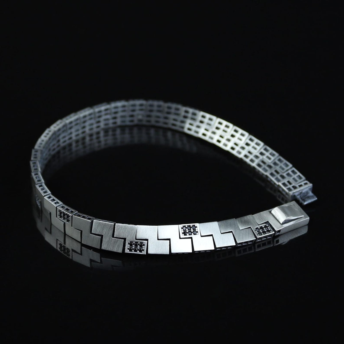 925 Sterling Silver Men's Black Diamond Curb Chain Bracelet Ice Out Link Bracelet