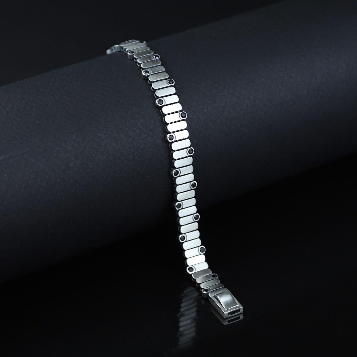 925 Sterling Silver Men's Onyx Stone Chain Bracelet Handmade Luxury Jewelry