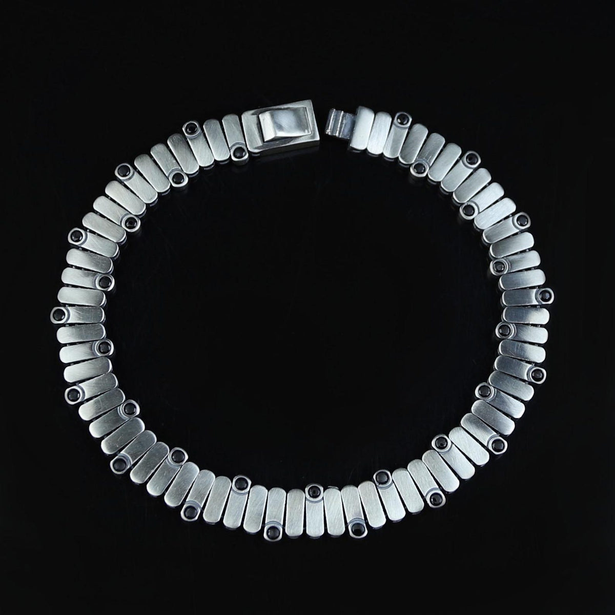 925 Sterling Silver Men's Onyx Stone Chain Bracelet Handmade Luxury Jewelry