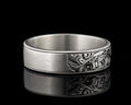 Hand Engraved Silver Band Ring, Handmade Gold Wedding Band, 5mm Men Engraved Band Ring