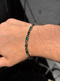 925 Silver Emerald Stone Chain Bracelet Baguette Gemstone Chain Bracelet