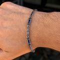 925 Silver Byzantine Sapphire Sapphire Bali Chain Link Bracelet