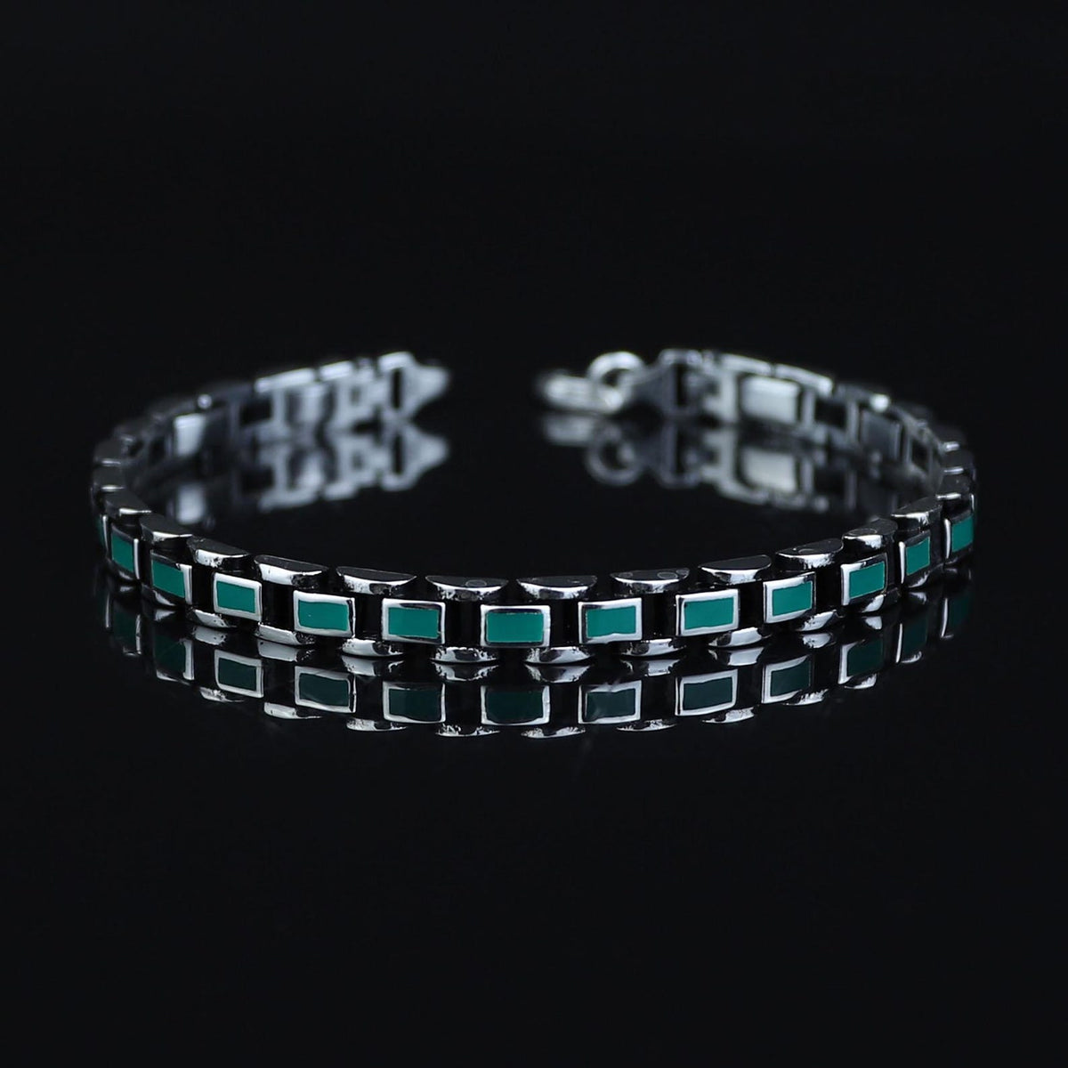 925 Silver Emerald Stone Chain Emerald Inlay Bracelet