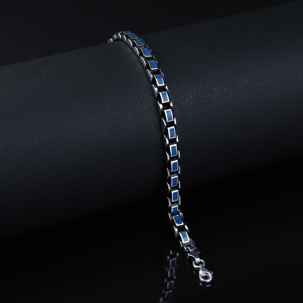 Turquoise Inlay Bracelet Men Oxidized Turquoise Turquoise Link Chain