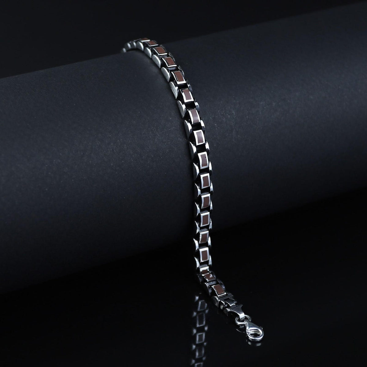 925 Silver Ruby Stone Elegant Chain Bracelet Men 5MM Curb Chain Bracelet