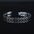 Men Silver Black Onyx Chain Bracelet Oxidized Men's Bracelet