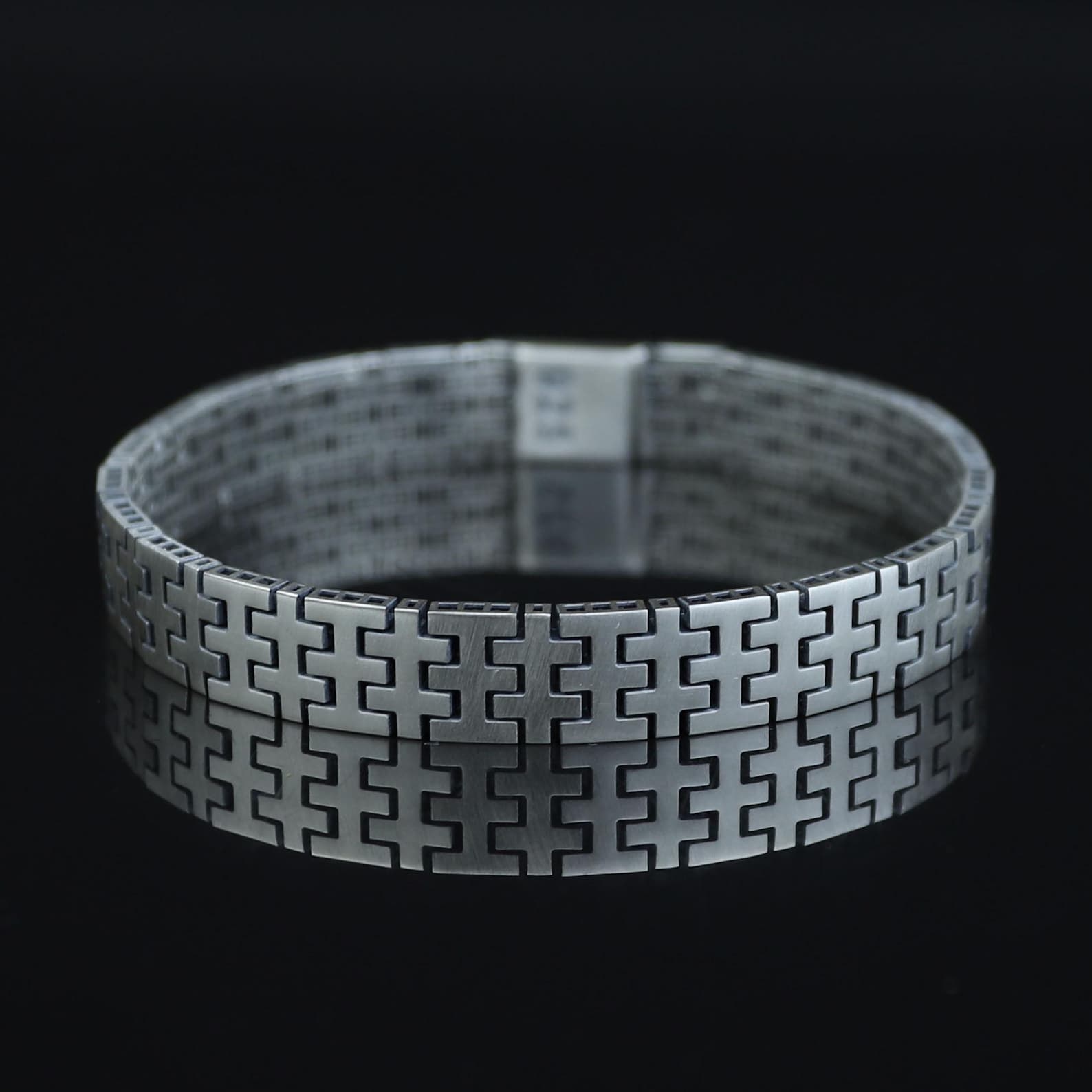 925 Sterling Silver Modern Watch Band Chain Bracelet 10MM Men's Jewelry