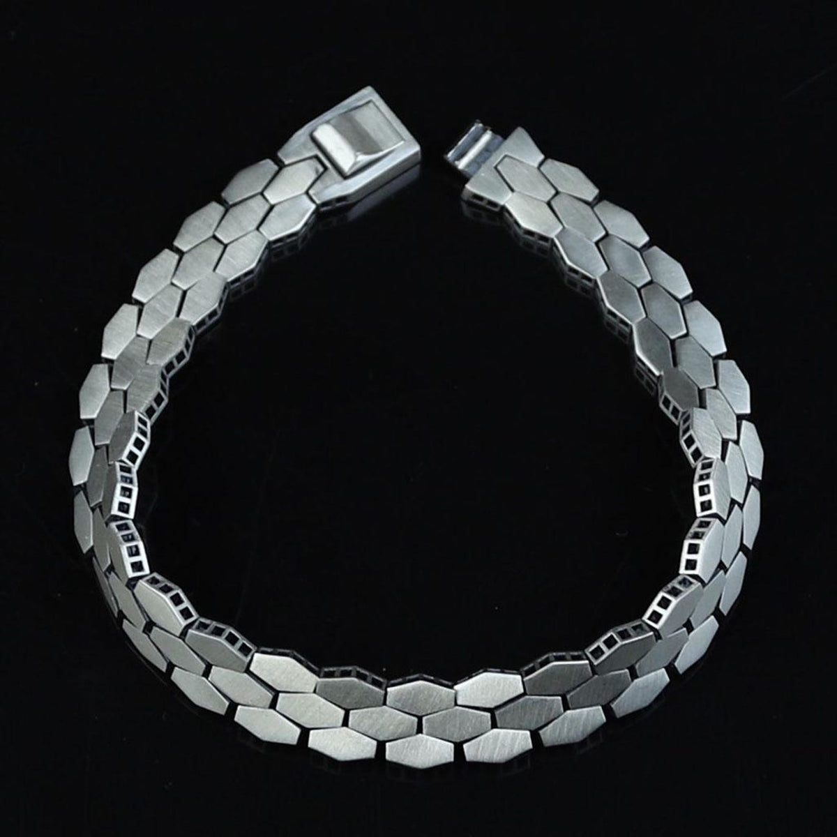 925 Sterling Silver Honeycomb Chain Bracelet for Men Handmade Luxury Jewelry