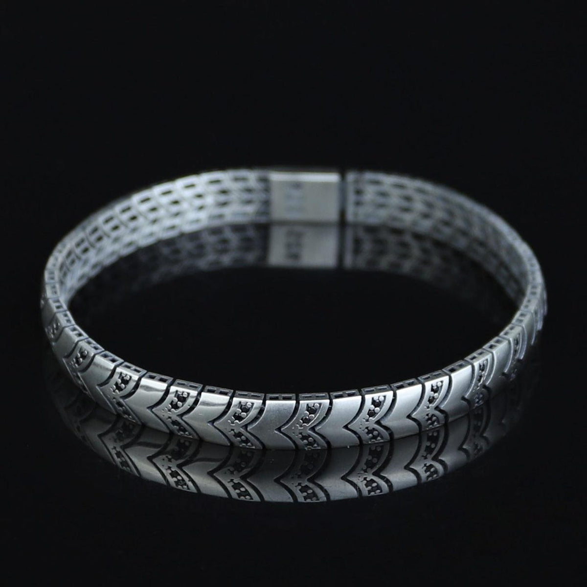 Men's 925 Sterling Silver 8MM Black Diamond Link Chain Bracelet