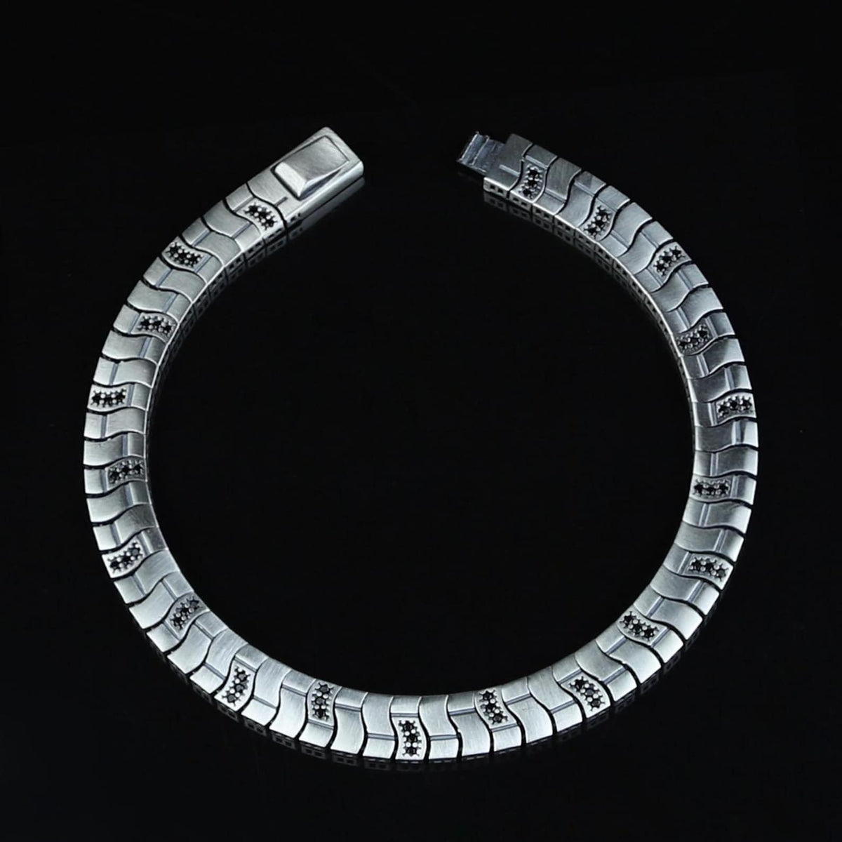 925 Sterling Silver Black Onyx Chain Bracelet for Men Handmade Bali Link Bracelet