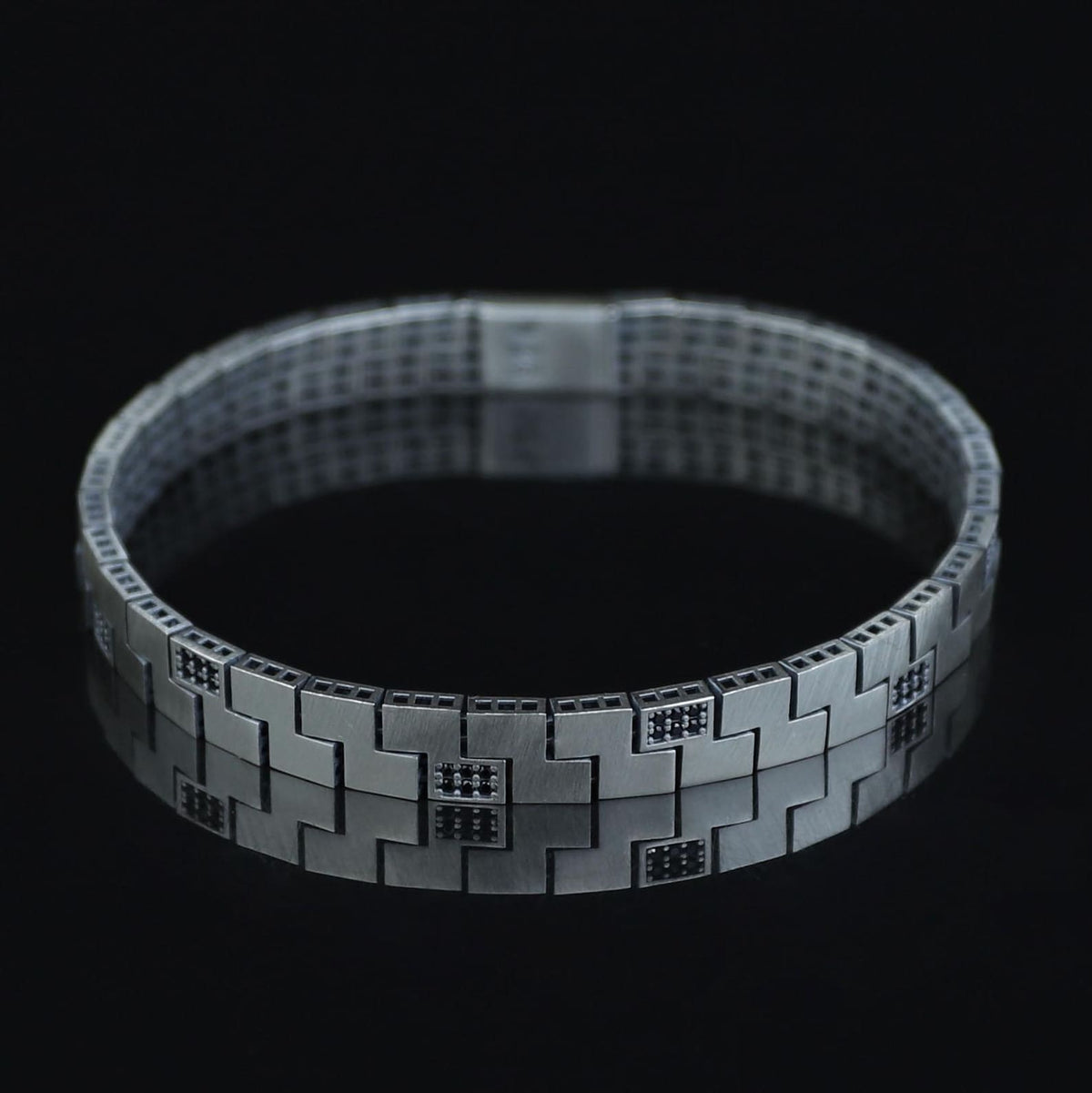925 Sterling Silver Men's Black Diamond Curb Chain Bracelet Ice Out Link Bracelet