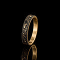 925 Hand Engraved Black Rhodium Band Ring, 18K Gold Wedding Band, Men Engraved Band