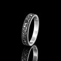 925 Silver Hand Engraved Band Ring, Unisex Wedding Band, Men Engraved Band
