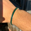 925 Silver Square Emerald Tennis Bracelet, Square Cut Green Stone Tennis Bracelet
