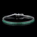 925 Silver Square Emerald Tennis Unisex Emerald Diamond Bracelet