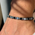 Silver Black Diamond Chain Bracelet, Black Moissanite Vintage Bracelet, Mens Black Diamond Bracelet, Shiny Diamond Bracelet