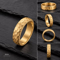 18K Gold Hammered Wedding Band, Unisex Unique Solid Wedding Band