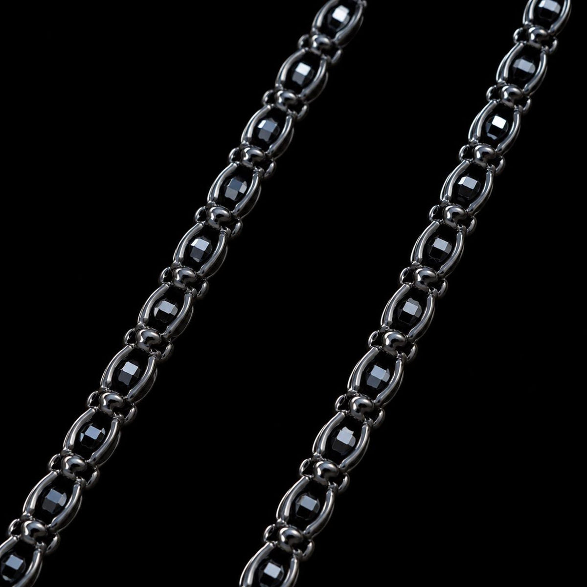925 Sterling Silver Black Onyx Bead Chain Necklace for Men