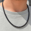 925 Sterling Silver Black Onyx Bead Chain Necklace for Men
