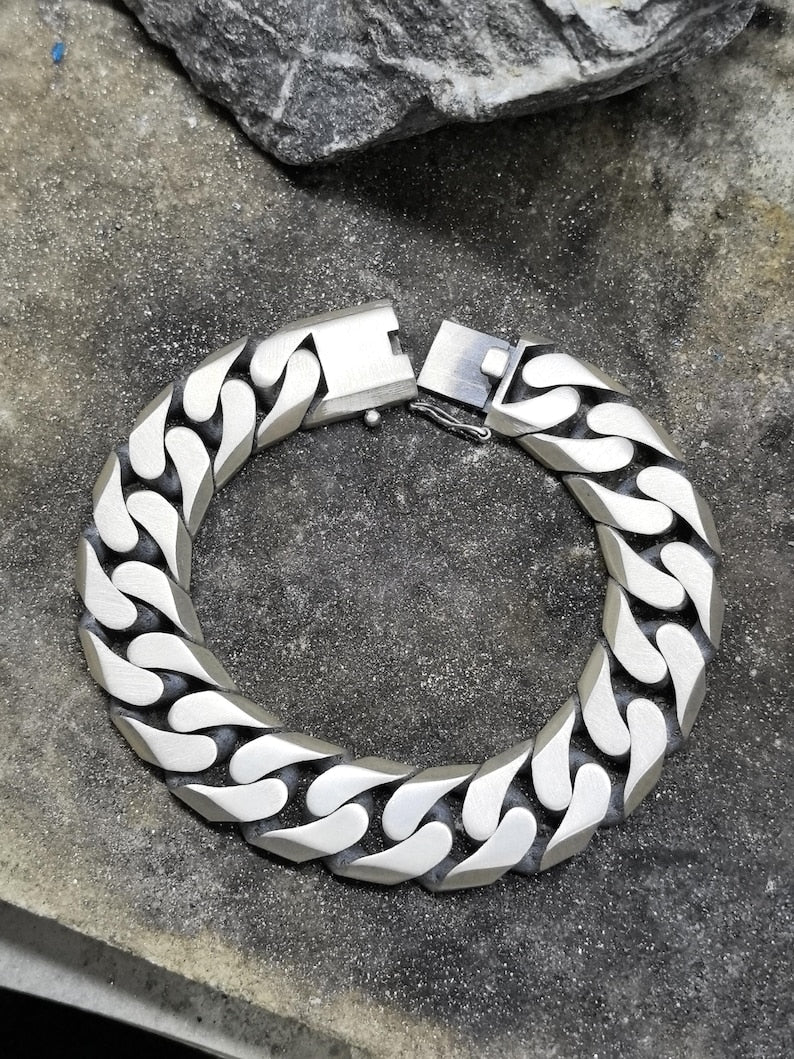 Pulsera de cadena de eslabones de plata de ley 925 de 10 mm