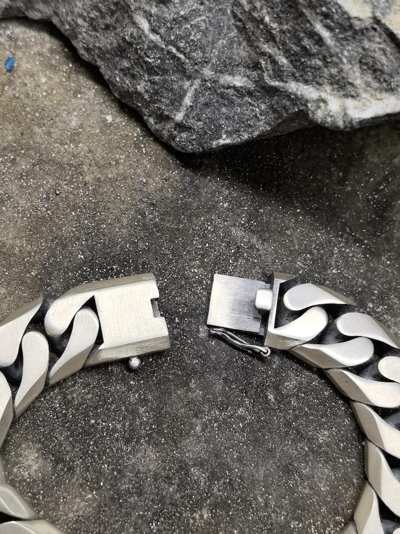 Pulsera de cadena de eslabones de plata de ley 925 de 10 mm