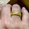 Silver Gold Plated Floral Hand Engraved Ring