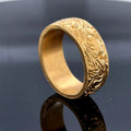 Silver Gold Plated Floral Hand Engraved Ring