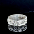 Silver Handmade Floral Engraved Wedding Band Ring