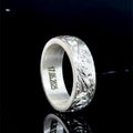 Silver Handmade Floral Engraved Wedding Band Ring