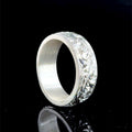 Silver Handmade Floral Engraved Wedding Band Ring