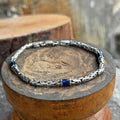 925 Silver Sapphire Stone Byzantine Chain Bracelet