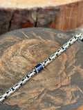 925 Silver Sapphire Stone Byzantine Chain Bracelet