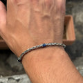 925 Silver Sapphire Stone Byzantine Chain Bracelet