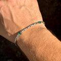 925 Silver Emerald Stone King Chain Byzantine Bracelet