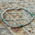 925 Silver Emerald Stone King Chain Byzantine Bracelet