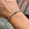 925 Silver Sapphire Stone Byzantine Chain Bracelet