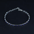 Silver Luxury Sapphire Men Minimal Blue Sapphire Link Bracelet