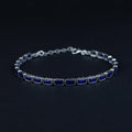 Silver Luxury Sapphire Men Minimal Blue Sapphire Link Bracelet