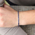 Silver Luxury Sapphire Men Minimal Blue Sapphire Link Bracelet