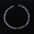 925 Silver Emerald Stone Engraved Link Chain Bracelet
