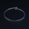 Silver Luxury Sapphire Men Minimal Blue Sapphire Link Bracelet