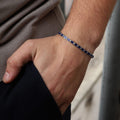 Silver Luxury Sapphire Men Minimal Blue Sapphire Link Bracelet