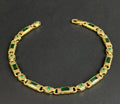 Men Handmade Gold Plated Emerald Gemstone Byzantine Link Bracelet