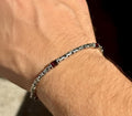Men Handmade Ruby Stone Byzantine Chain Bracelet