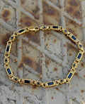 Men Handmade Gold Sapphire Gemstone Byzantine Chain Bracelet
