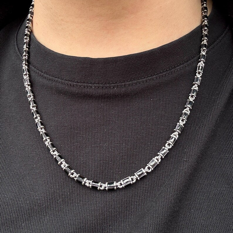 Halskette aus 925er Sterlingsilber mit Onyx-Edelstein