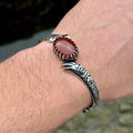 925 Sterling Silver Handmade Red Agate Zulfiqar Sword Cuff Bracelet