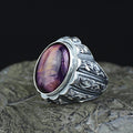 Mens Silver Natural Purple Tiger Eye Turkish Handmade Ring