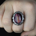 Mens Silver Natural Purple Tiger Eye Turkish Handmade Ring